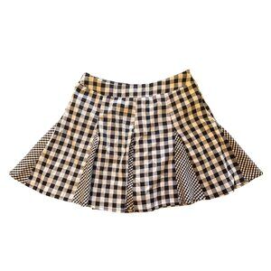 black and white gingham reverse pleat skort pinup vintage lightweight stretch Y2